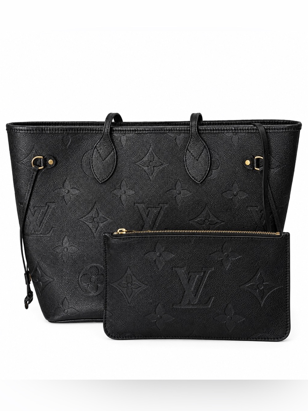 Louis Vuitton Black Monogram Empreinte Neverfull MM with Pouch